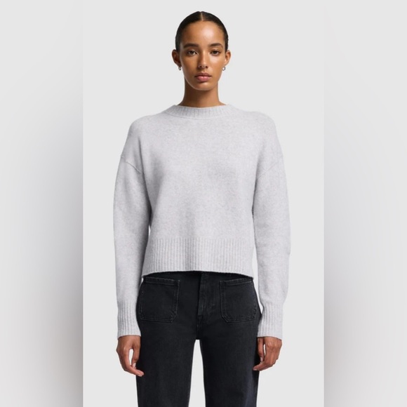 7 For All Mankind Cashmere Blend Crewneck Sweater White Sand - Picture 1 of 8